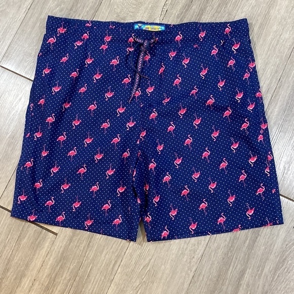 Surf Society Blue Print Pink Flamingo Swim Trunks size XL - Picture 4 of 6